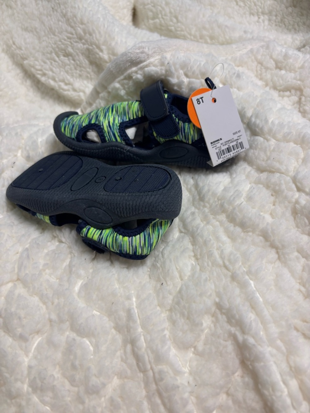 jumping beans Navy and Lime Green Kids Sandals with Hook-and-Loop Strap